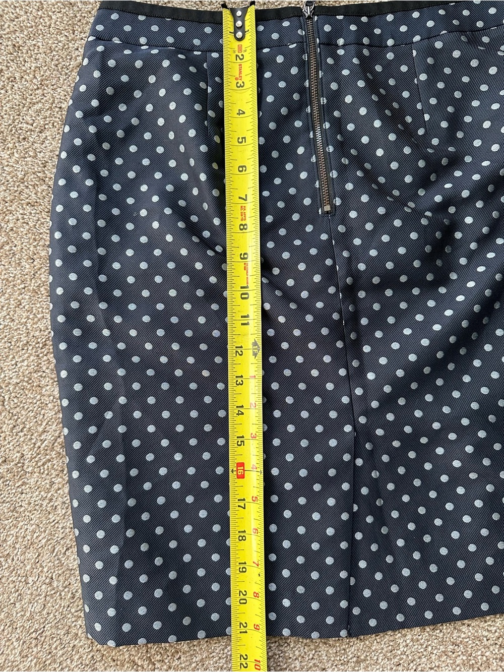 Ann Taylor Pencil Skirt 10P Navy Polka Dot Jacquard Petite Lined - Picture 4 of 9